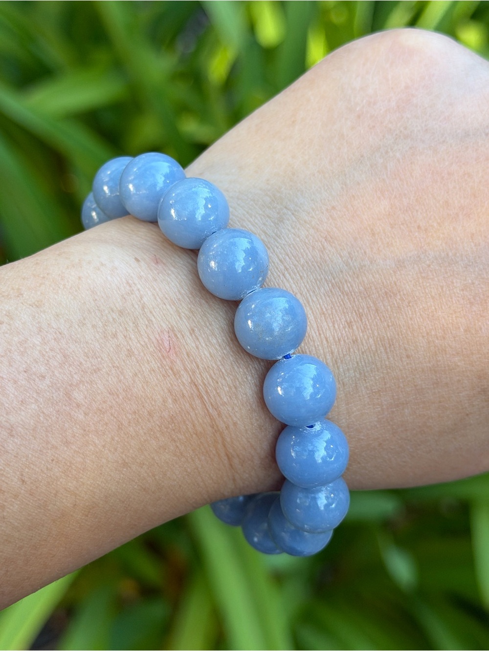 12mm stretchable blue angelite bracelet 1885 - Picture 3 of 9